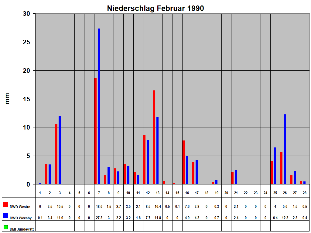 Niederschlag Februar 1990