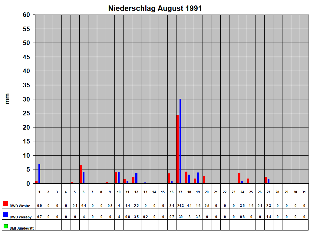 Niederschlag August 1991