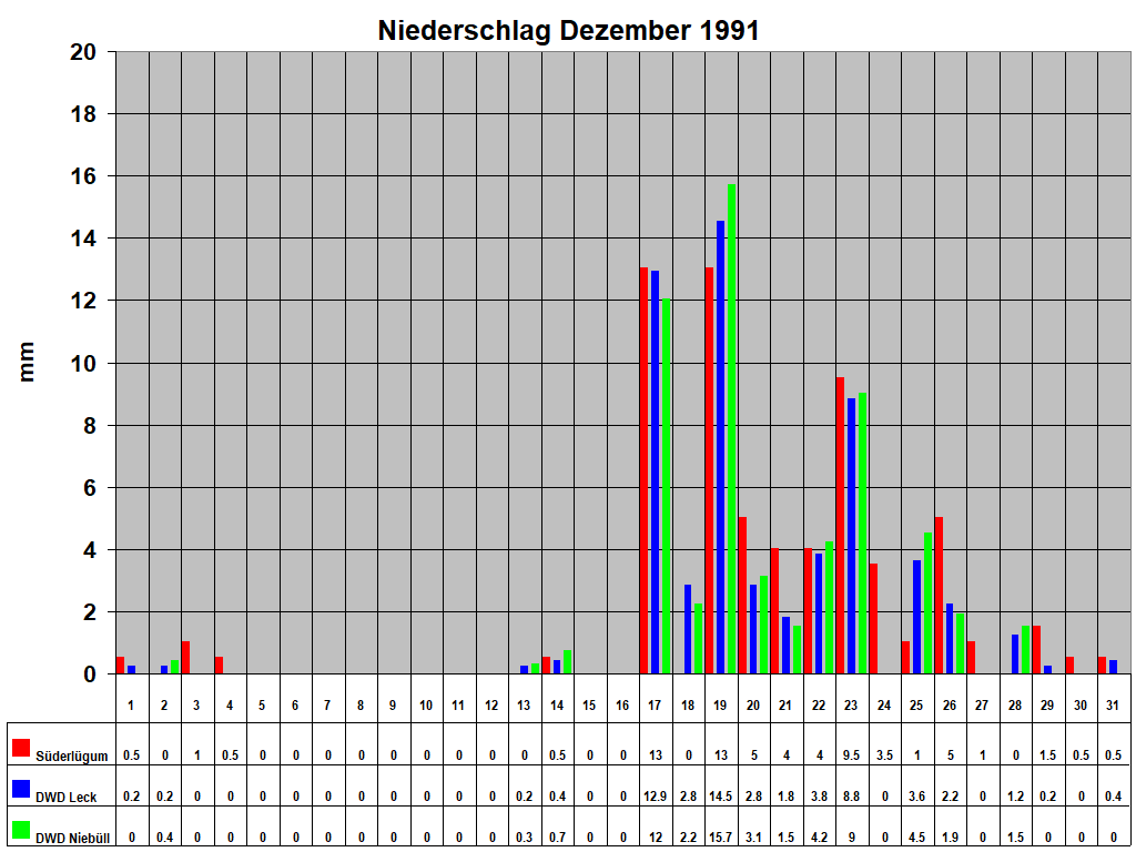 Niederschlag Dezember 1991