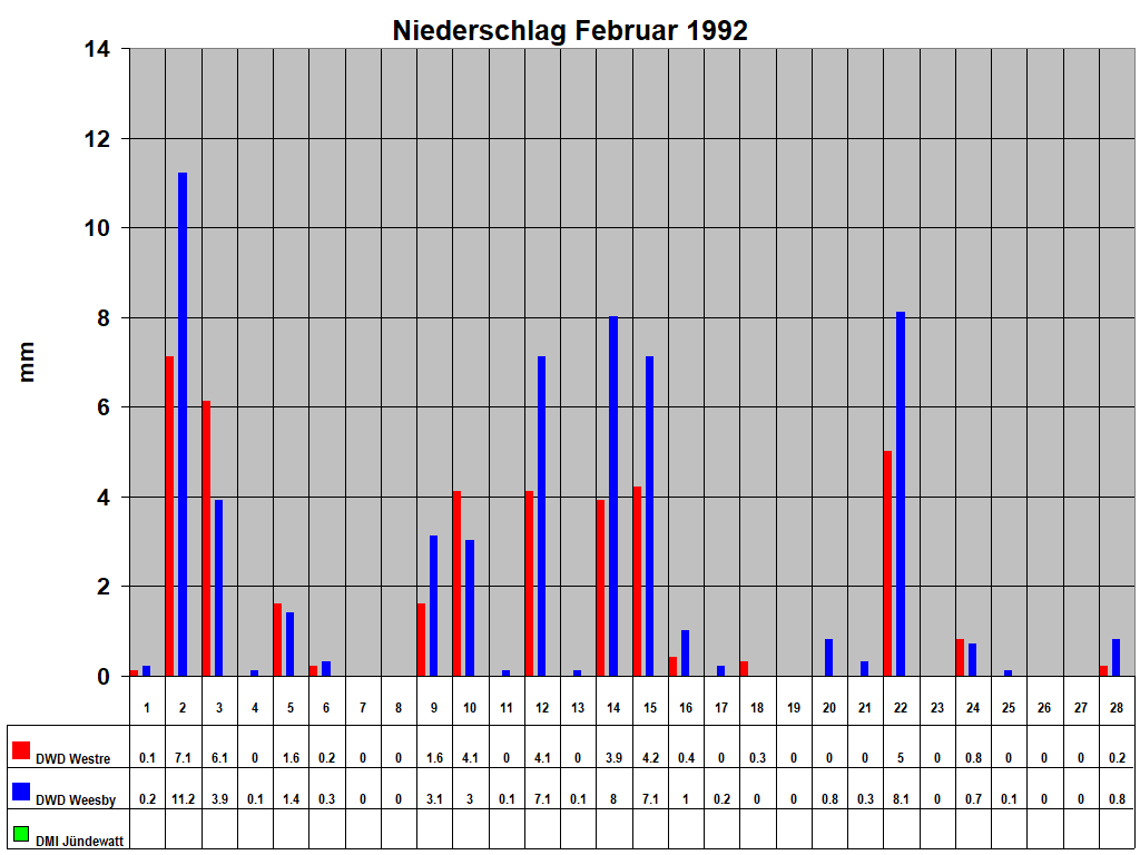 Niederschlag Februar 1992