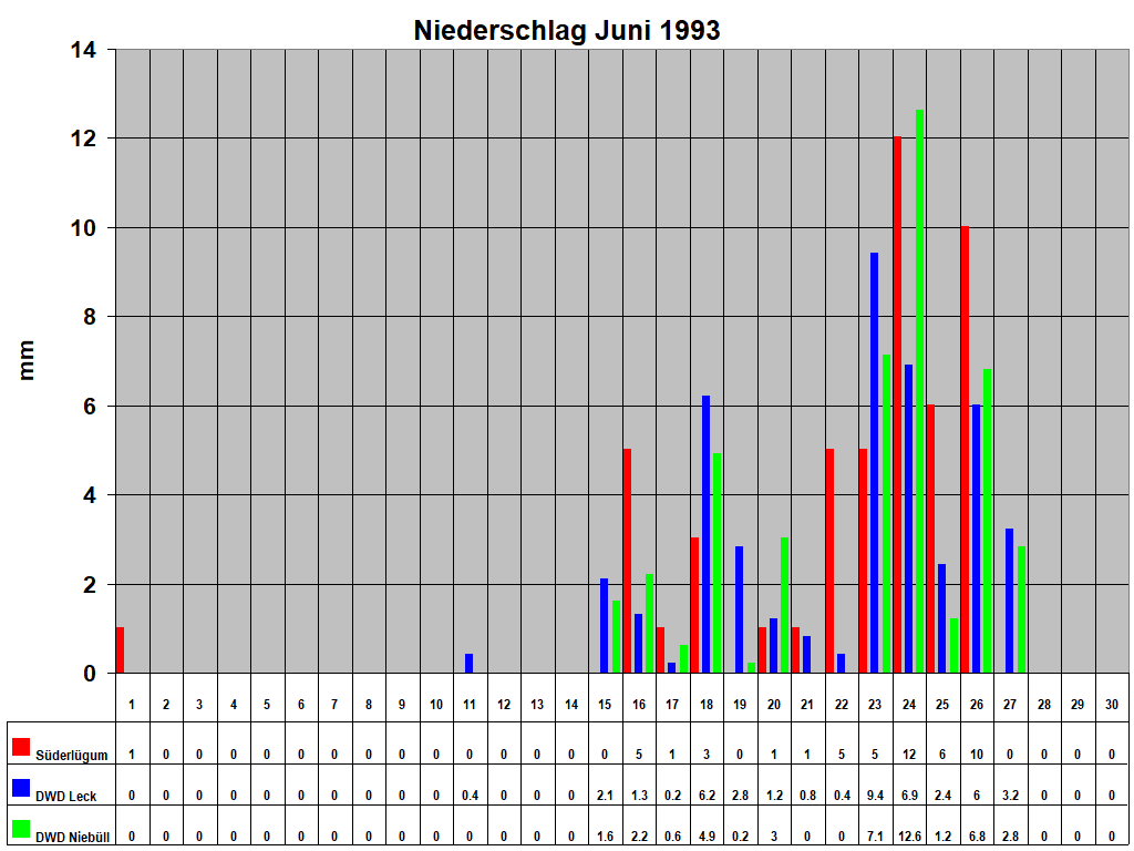 Niederschlag Juni 1993