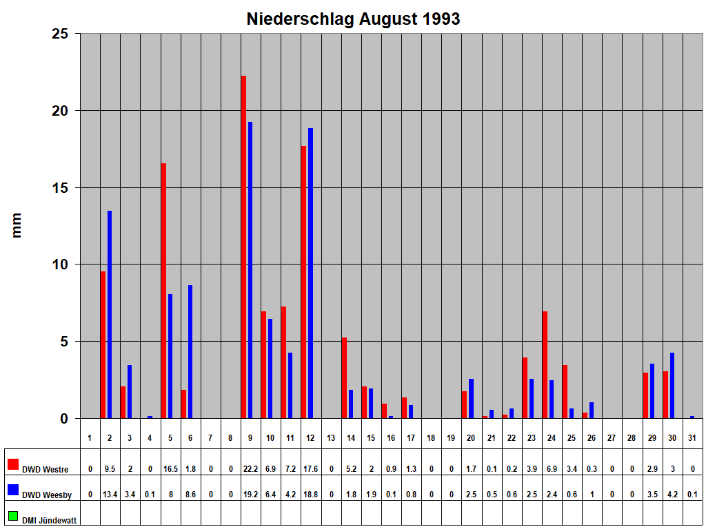 Niederschlag August 1993