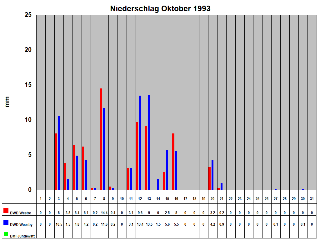Niederschlag Oktober 1993