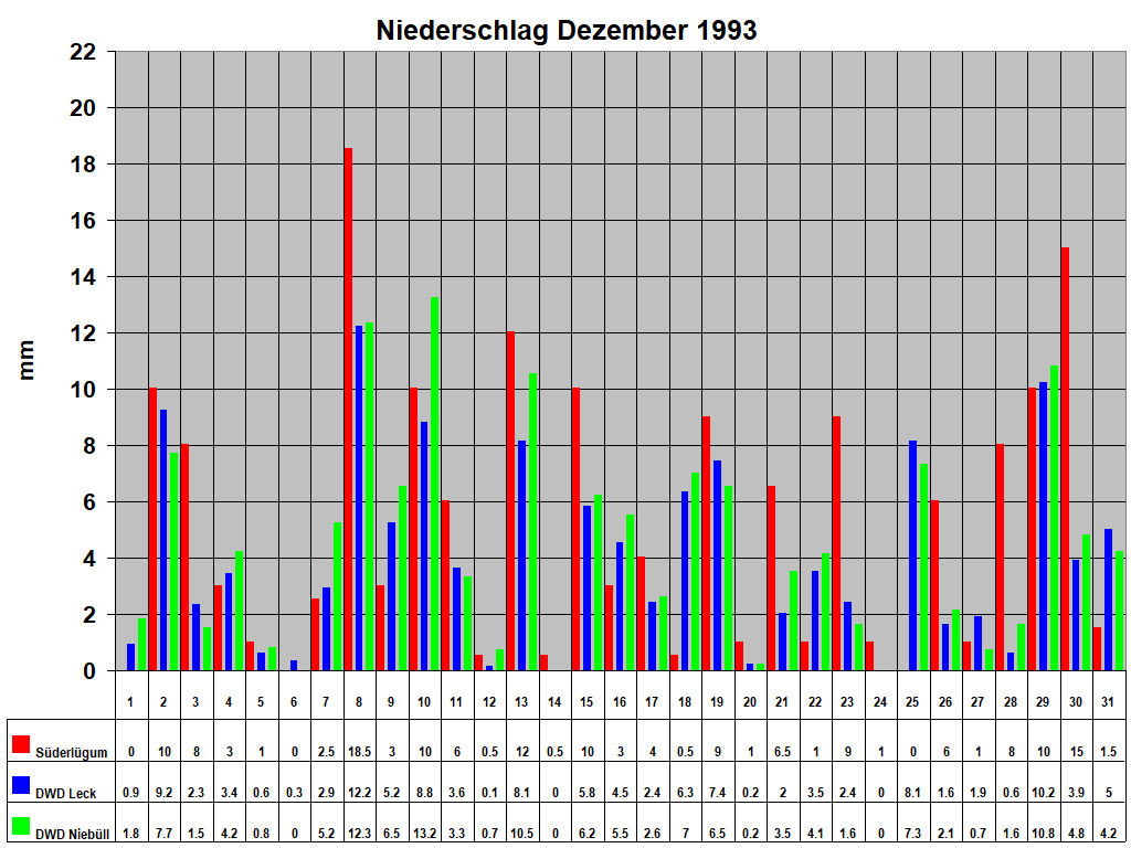 Niederschlag Dezember 1993
