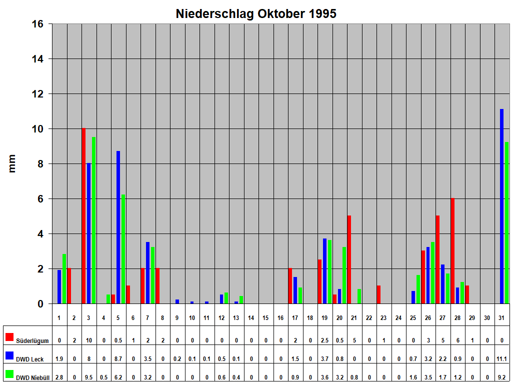 Niederschlag Oktober 1995