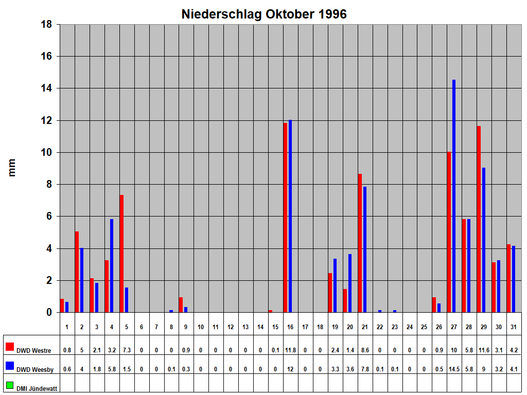 Niederschlag Oktober 1996