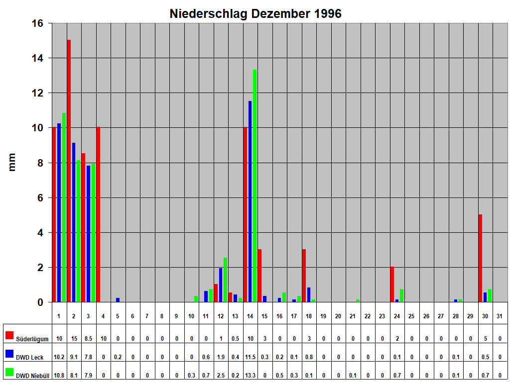 Niederschlag Dezember 1996