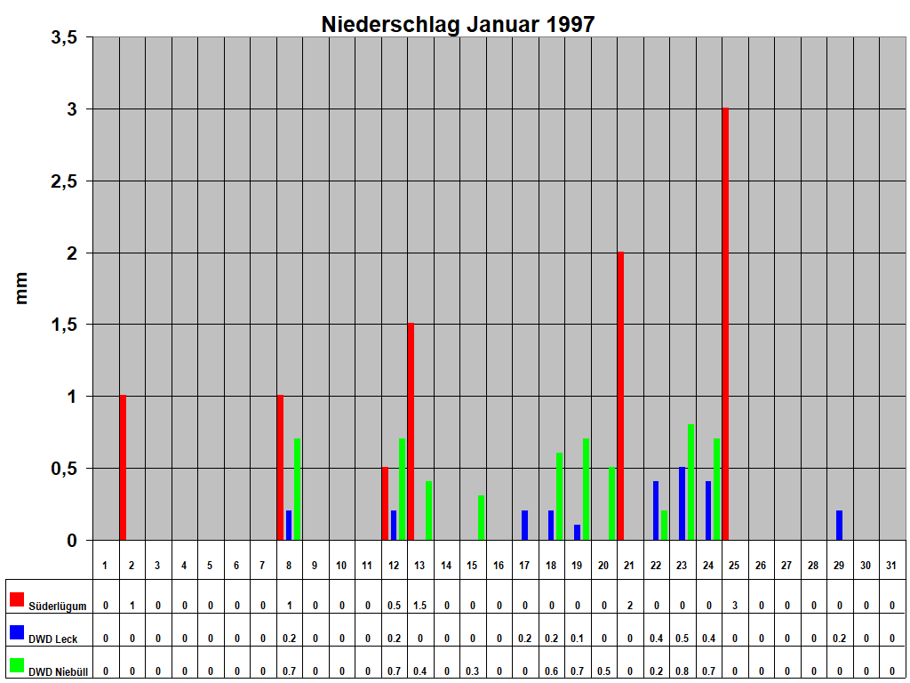 Niederschlag Januar 1997