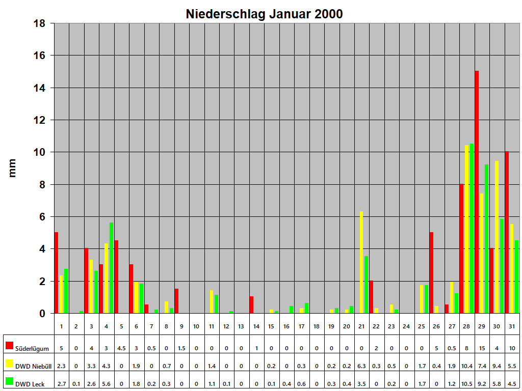Niederschlag Januar 2000