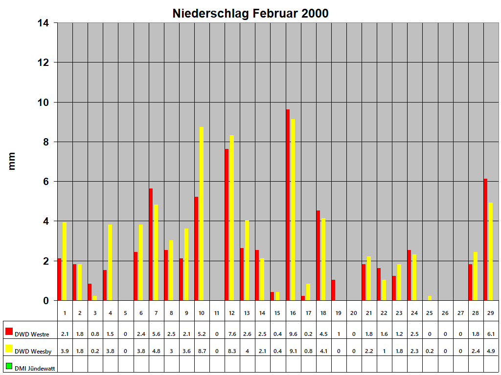 Niederschlag Februar 2000