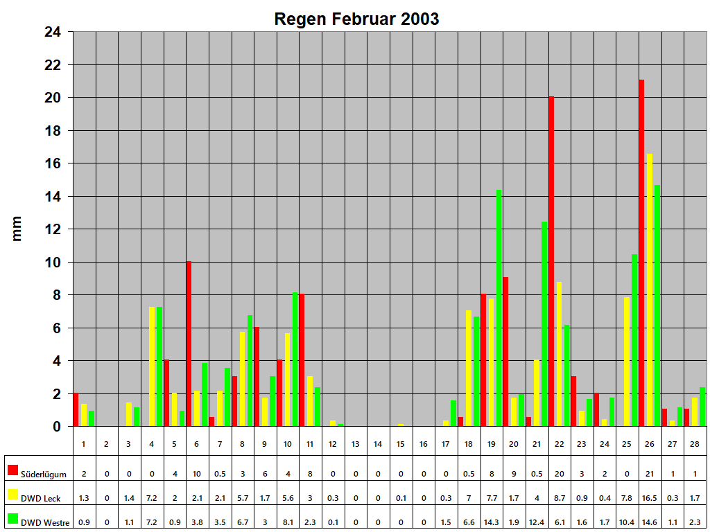 Regen Februar 2003