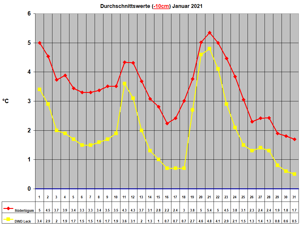 Durchschnittswerte (-10cm) Januar 2021