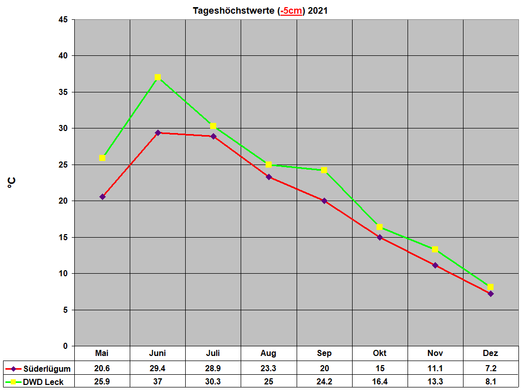 Tagesh�chstwerte (-5cm) 2021